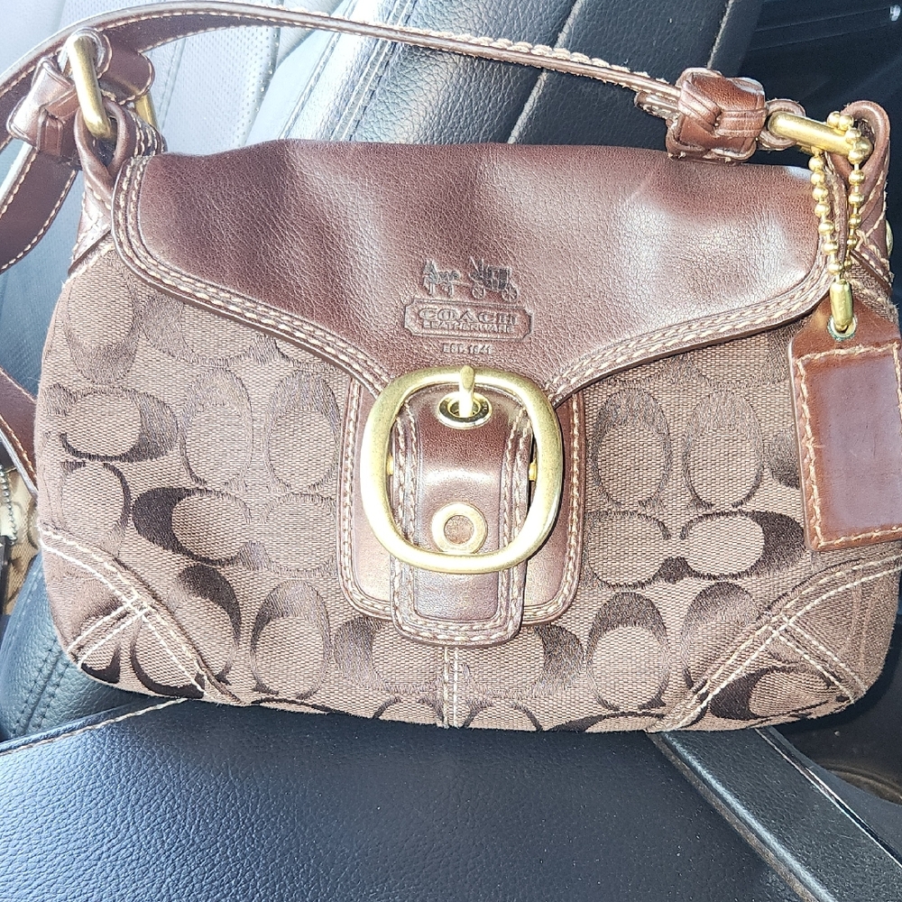 Coach Brown Crossbody Bag with Gold Accents